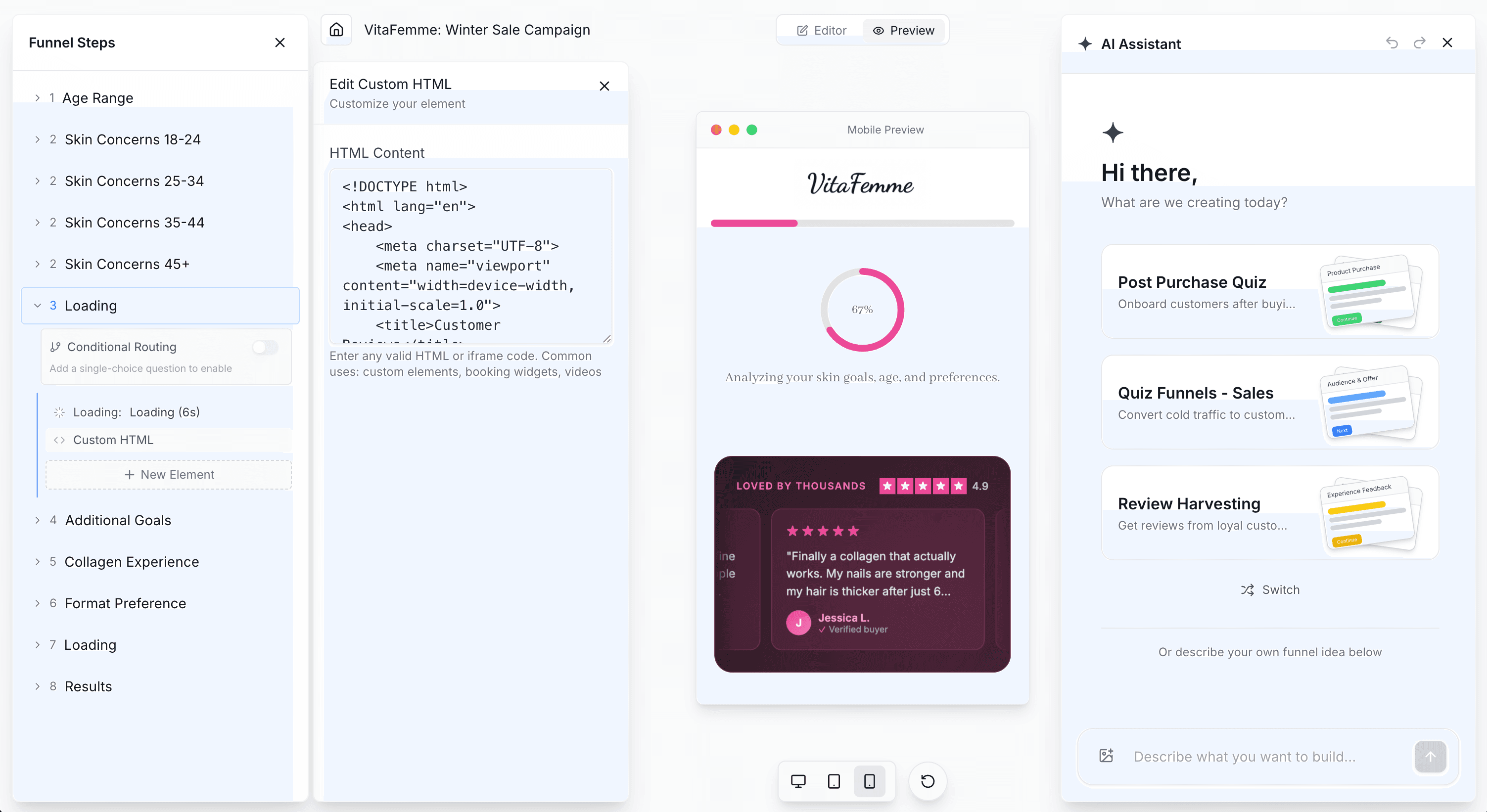AI Quiz Builder Interface